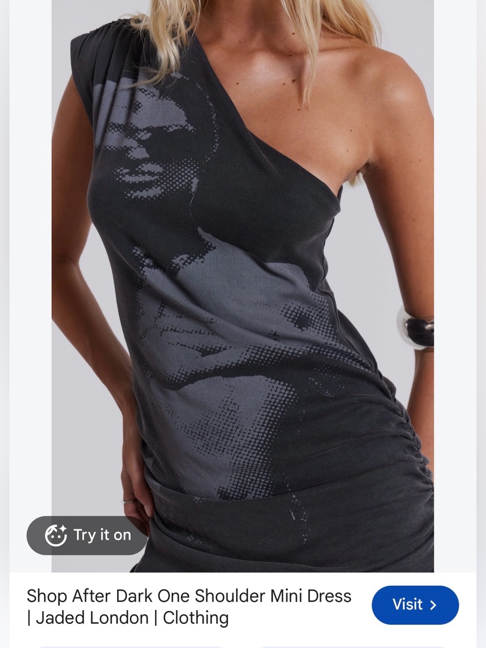 Jaded London Black and Grey One-Shoulder Mini Dress